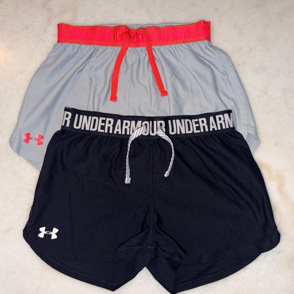 Under Armour Girls 2-Pack Athletic Shorts bundle Youth Large